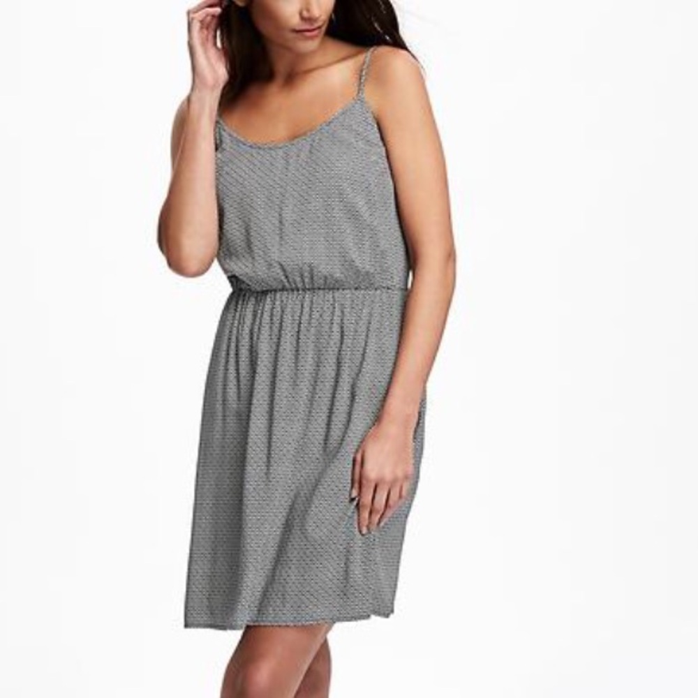 OLD NAVY Black White Strappy Printed Cami Mini Womens Dress Petite Small NEW